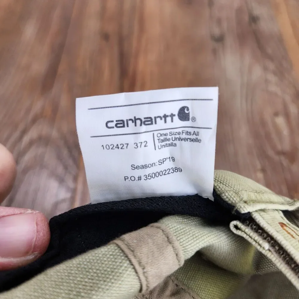Carhartt Canvas Dad Hat Leather Patch Strapback Green Workwear Cap Casual Adult